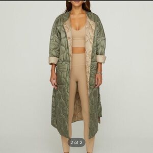 Carbon38 Olive Quilted Long Coat